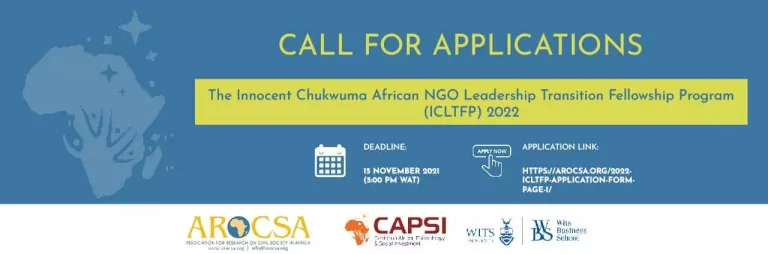 CALL FOR APPLICATIONS: The Innocent Chukwuma African NGO Leadership Transition Fellowship Program (ICLTFP) 2022