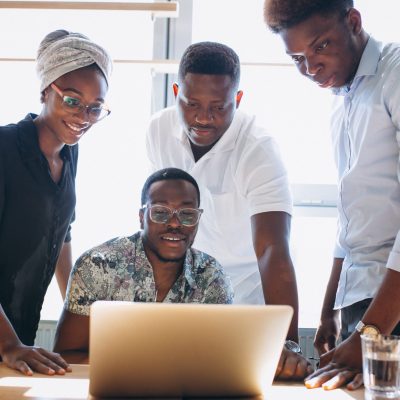 Group of afro americans working together